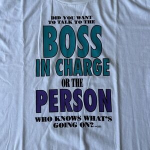 Vintage Funny Graphic T Shirt Mens XL Boss Work Humor